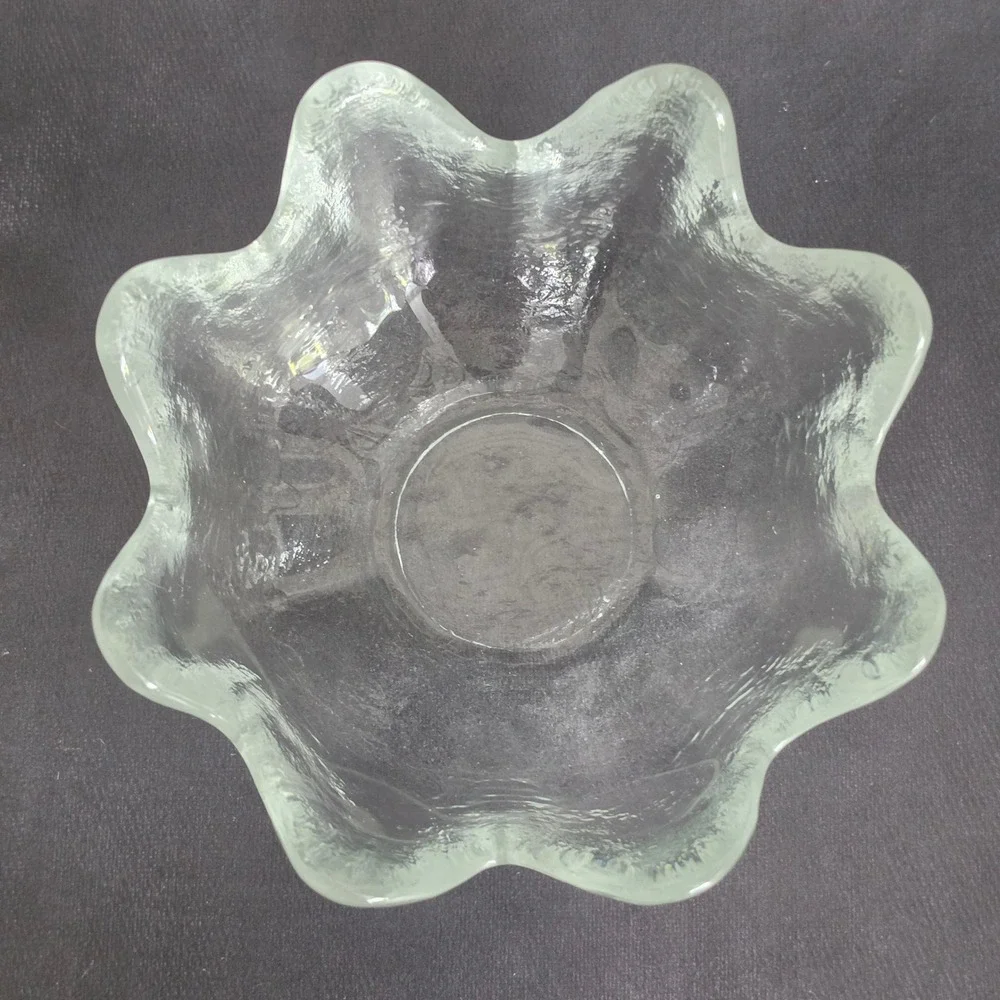 Blenko‎ 6143L Lotus Serving Bowl Set w 8 Matching 6143S Bowls in Crystal